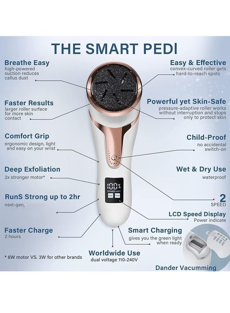 NexusTek Electric Foot Callus Remover | Dust-Vacuum Design, Rechargeable, 3 Heads & 2 Speeds, LCD Display, Professional Foot Care Kit, Home Pedicure Tool - Image 2